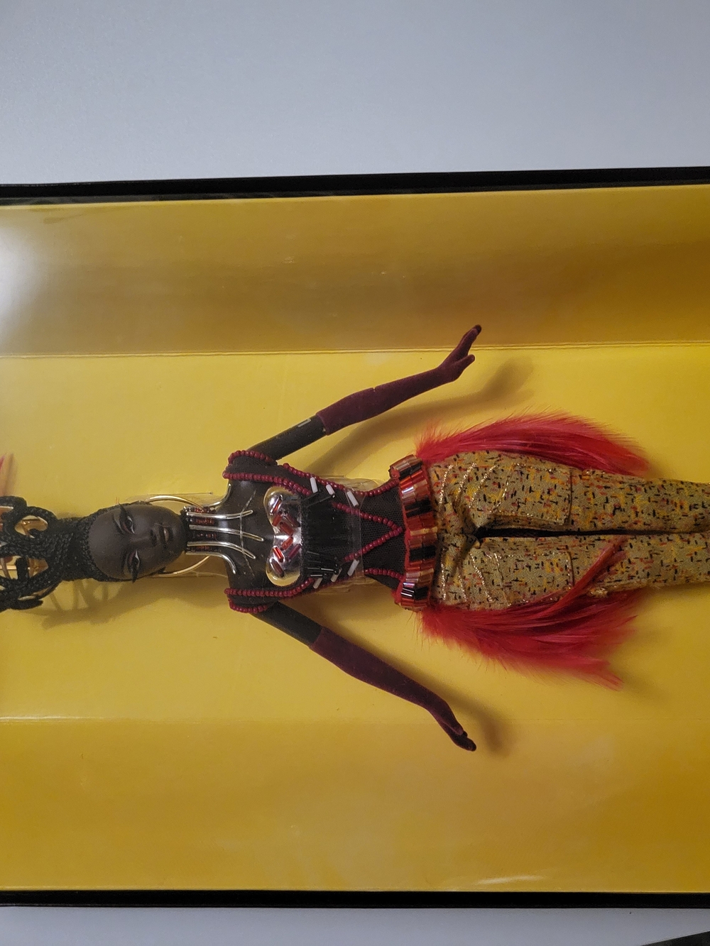 Collectible Barbie Doll in Black and Red Cultural Ensemble. Byron Lars' Tano